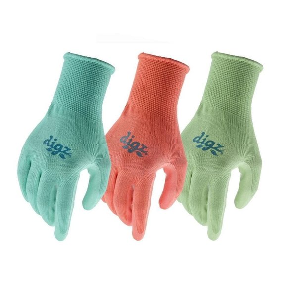 Digz Gardening Gloves Nitrile Coated 3 Pack Womens Size Large Value Pack Plants - Picture 3 of 6